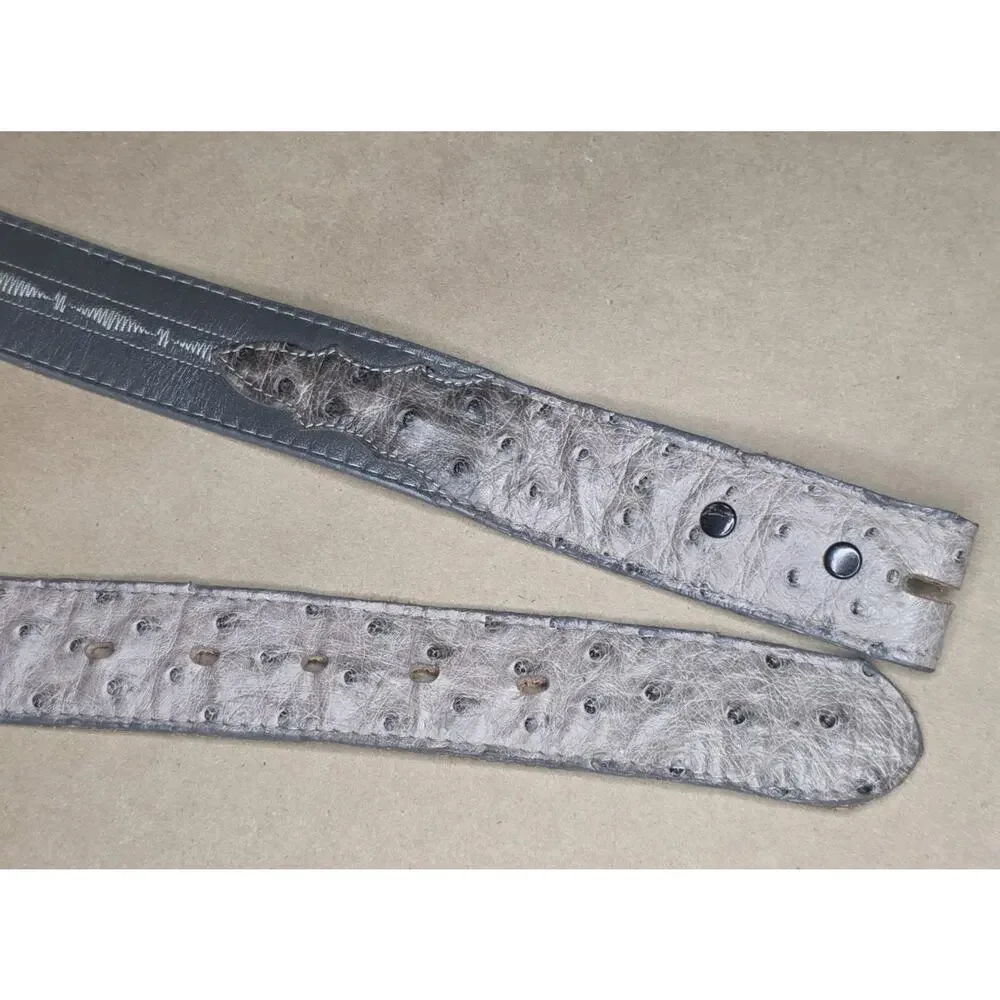 Tony Lama Men's SZ 38 Gray Ostrich Print Belt Western Rodeo NO BUCKLE - Picture 5 of 11